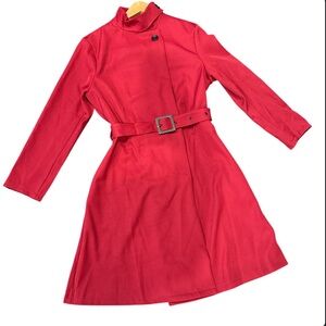 Mooyius Burgundy/Red High-Neck Asymmetrical Belted A-Line Dress Size Small-New!